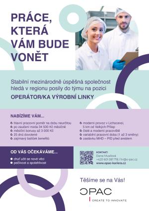 Společnost O-PAC s.r.o.  hledá operátory výrobní linky v moderním provozu